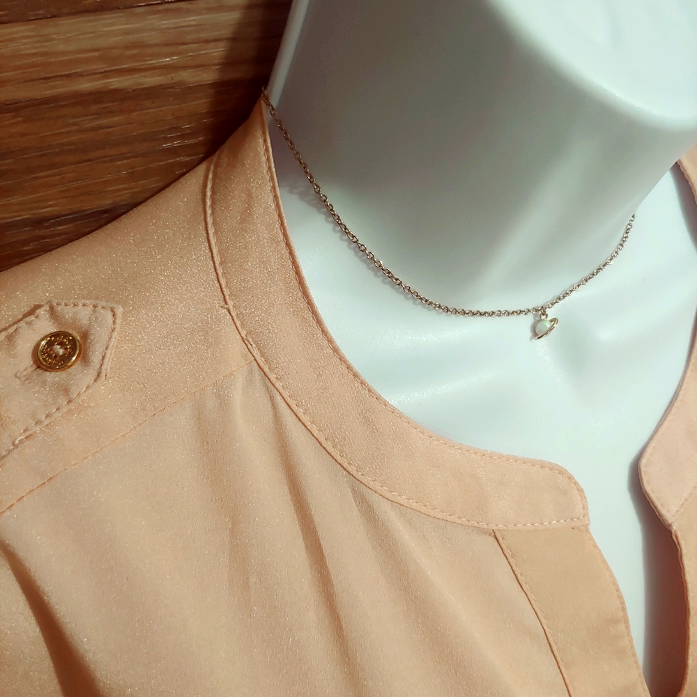🎉🛍 Calvin Klein light pink button down blouse with gold buttons - Picture 3 of 8